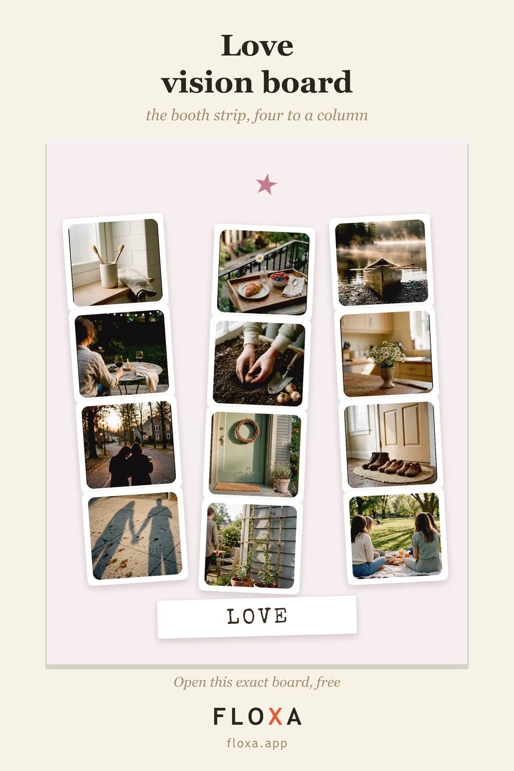 wedding vision board example in a photo booth strips layout